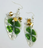 CLEARANCE Shamrock Guitar Pick Earrings with Gold Swarovski Crystals