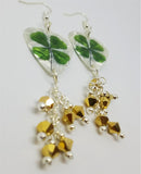 CLEARANCE Shamrock Guitar Pick Earrings with Gold Swarovski Crystal Dangles