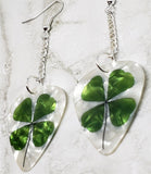 Shamrock Dangling Guitar Pick Earrings