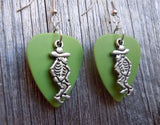 CLEARANCE Skeleton with Sombrero Charm Guitar Pick Earrings - Pick Your Color