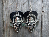 CLEARANCE Skull In a Cowboy Hat Large Charms Guitar Pick Earrings - Pick Your Color