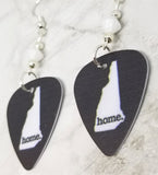 New Hampshire State Home Guitar Pick Earrings with White Swarovski Crystals