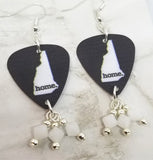 New Hampshire State Home Guitar Pick Earrings with White Swarovski Crystal Dangles