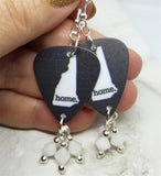 New Hampshire State Home Guitar Pick Earrings with White Swarovski Crystal Dangles