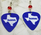 Texas State Home Guitar Pick Earrings with Red Swarovski Crystals