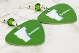 Vermont State Home Guitar Pick Earrings with Green Swarovski Crystals