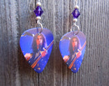 System of a Down Serj Tankian Guitar Pick Earrings with Purple Swarovski Crystals
