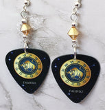 Horoscope Astrological Sign Taurus Guitar Pick Earrings with Metallic Sunshine Swarovski Crystals