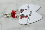 Texas Tech Guitar Pick Earrings with Red Swarovski Crystals