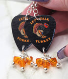 Let's Talk Turkey Guitar Pick Earrings with Orange Swarovski Crystal Dangles