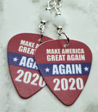 Make America Great Again 2020 Guitar Pick Earrings with White Swarovski Crystals