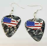 CLEARANCE United States with Flag Charm Guitar Pick Earrings - Pick Your Color