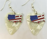 CLEARANCE United States with Flag Charm Guitar Pick Earrings - Pick Your Color