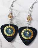 Horoscope Astrological Sign Virgo Guitar Pick Earrings with Metallic Sunshine Swarovski Crystals