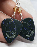 Horoscope Astrological Sign Virgo Guitar Pick Earrings with Metallic Sunshine Swarovski Crystals