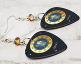 Horoscope Astrological Sign Virgo Guitar Pick Earrings with Metallic Sunshine Swarovski Crystals