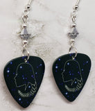 Horoscope Astrological Sign Virgo Guitar Pick Earrings with Metallic Silver Swarovski Crystals
