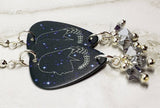 Horoscope Astrological Sign Virgo Guitar Pick Earrings with Metallic Silver Swarovski Crystal Dangles