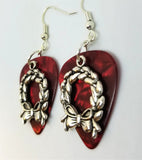 CLEARANCE Christmas Wreath Charm Guitar Pick Earrings - Pick Your Color