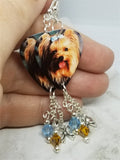 Yorkshire Terrier Yorkie Guitar Pick Earrings with a Bow Charm and Swarovski Crystal Dangles