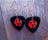 Red and Black Anarchy Guitar Pick Earrings