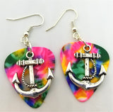 CLEARANCE Anchor Charm Guitar Pick Earrings - Pick Your Color