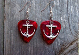 CLEARANCE Anchor with Love Text Guitar Pick Earrings - Pick Your Color