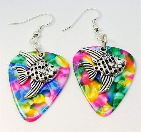 CLEARANCE Angelfish Charm Guitar Pick Earrings - Pick Your Color