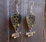 Army Insignia Military Wife Guitar Pick Earrings