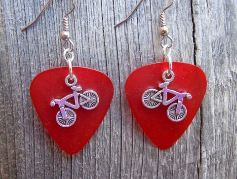 CLEARANCE Bicycle Charm Guitar Pick Earrings - Pick Your Color