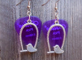 CLEARANCE Bird on a Swing Charm Guitar Pick Earrings - Pick Your Color