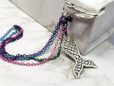 Mermaid Bookmark with Colored Chain, Glass Beads, and Silver Toned Metal Mermaid Tail Charms