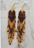 Metallic Plum and Honey Colored Long Brick Stitch Earrings