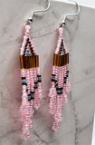Brown, Pink and Blue Colored Petite Brick Stitch Earrings