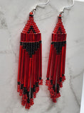 Red and Black Brick Stitch Earrings