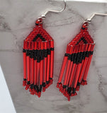 Red and Black Brick Stitch Earrings