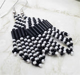 Black and White "Checkered" Petite Brick Stitch Earrings