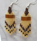 Brown, Topaz and Honey Colored Brick Stitch Earrings