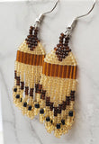 Brown, Topaz and Honey Colored Brick Stitch Earrings