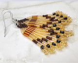 Brown, Topaz and Honey Colored Brick Stitch Earrings