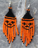 Orange and Black Jack o' Lantern Brick Stitch Earrings