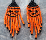 Orange and Black Jack o' Lantern Brick Stitch Earrings