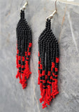 Black and Red Gradient Brick Stitch Earrings
