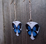 Dangling Beautiful Blue Butterfly Guitar Pick Earrings