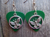 CLEARANCE Encircled Butterfly Charm Guitar Pick Earrings - Pick Your Color