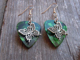 CLEARANCE Fancy Butterfly Charm Guitar Pick Earrings - Pick Your Color