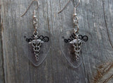 CLEARANCE Caduceus Charm Guitar Pick Earrings - Pick Your Color