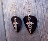 CLEARANCE Caduceus Charm Guitar Pick Earrings - Pick Your Color