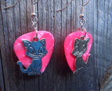 CLEARANCE Cartoon Cat Charm Guitar Pick Earrings - Pick Your Color