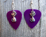 CLEARANCE Fancy Cat Charm Guitar Pick Earrings - Pick Your Color